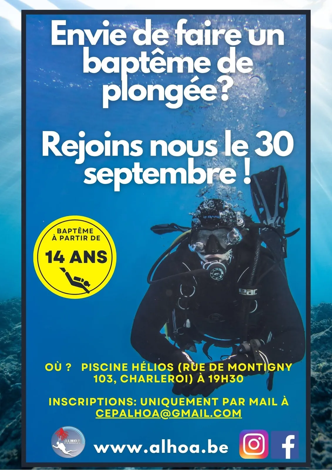 Affiche — Baptême plongée en piscine