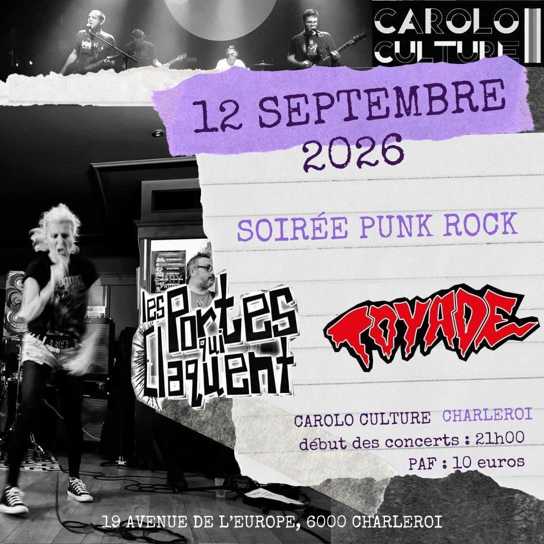Affiche — Les Portes Qui Claquent + Toyade — soirée punk rock
